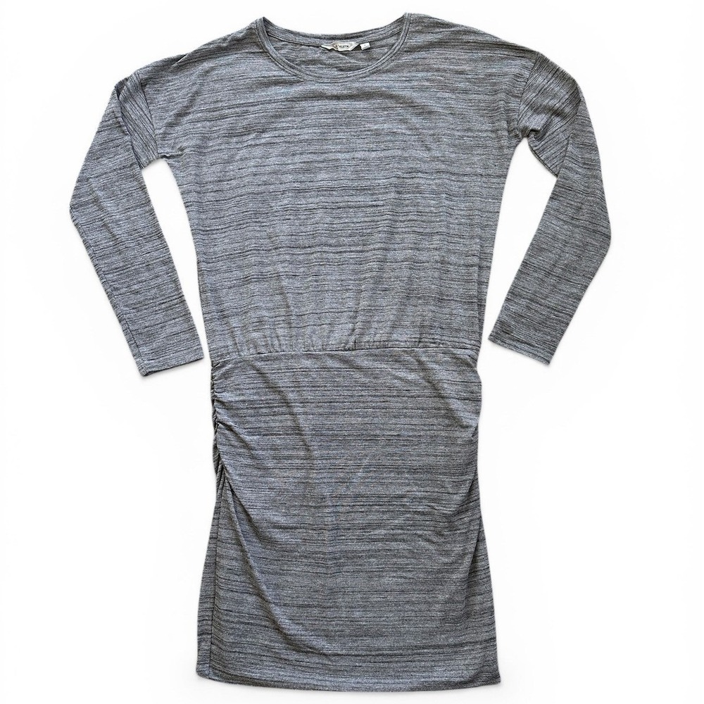 Athleta Ruched Space Dye Dress Women S Gray‎ Good Long Sleeve Casual Athleisure